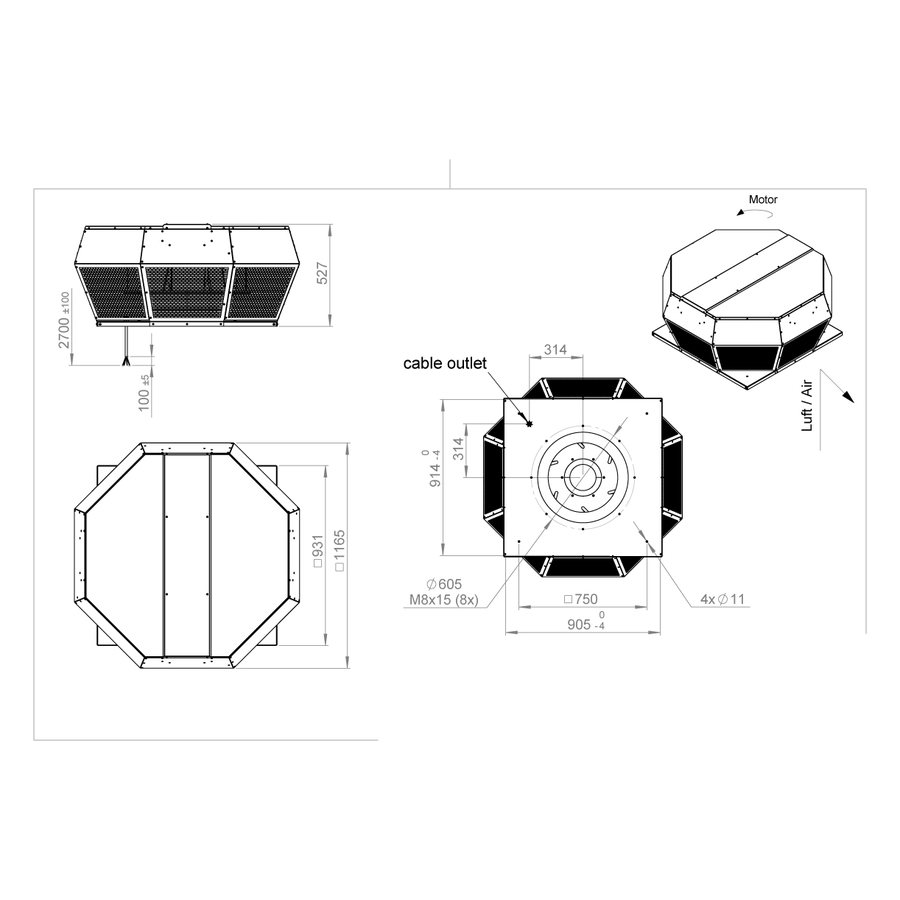 ROOF-H-225 E2 30 вентилятор крышный