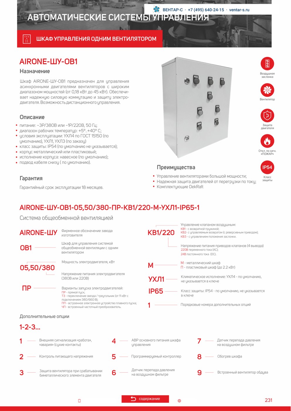 Шкаф управления вентиляцией AIRONE ШУ-ОВ